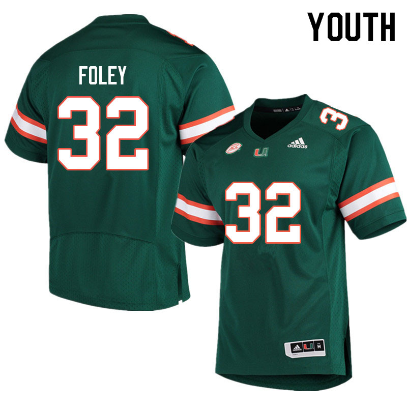 Youth #32 Nelson Foley Miami Hurricanes College Football Jerseys Sale-Green